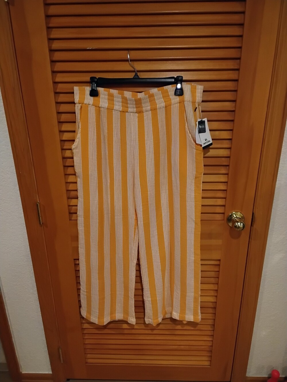 NWT Rip Curl Mango & White Striped Crop Pants JL Or J XL